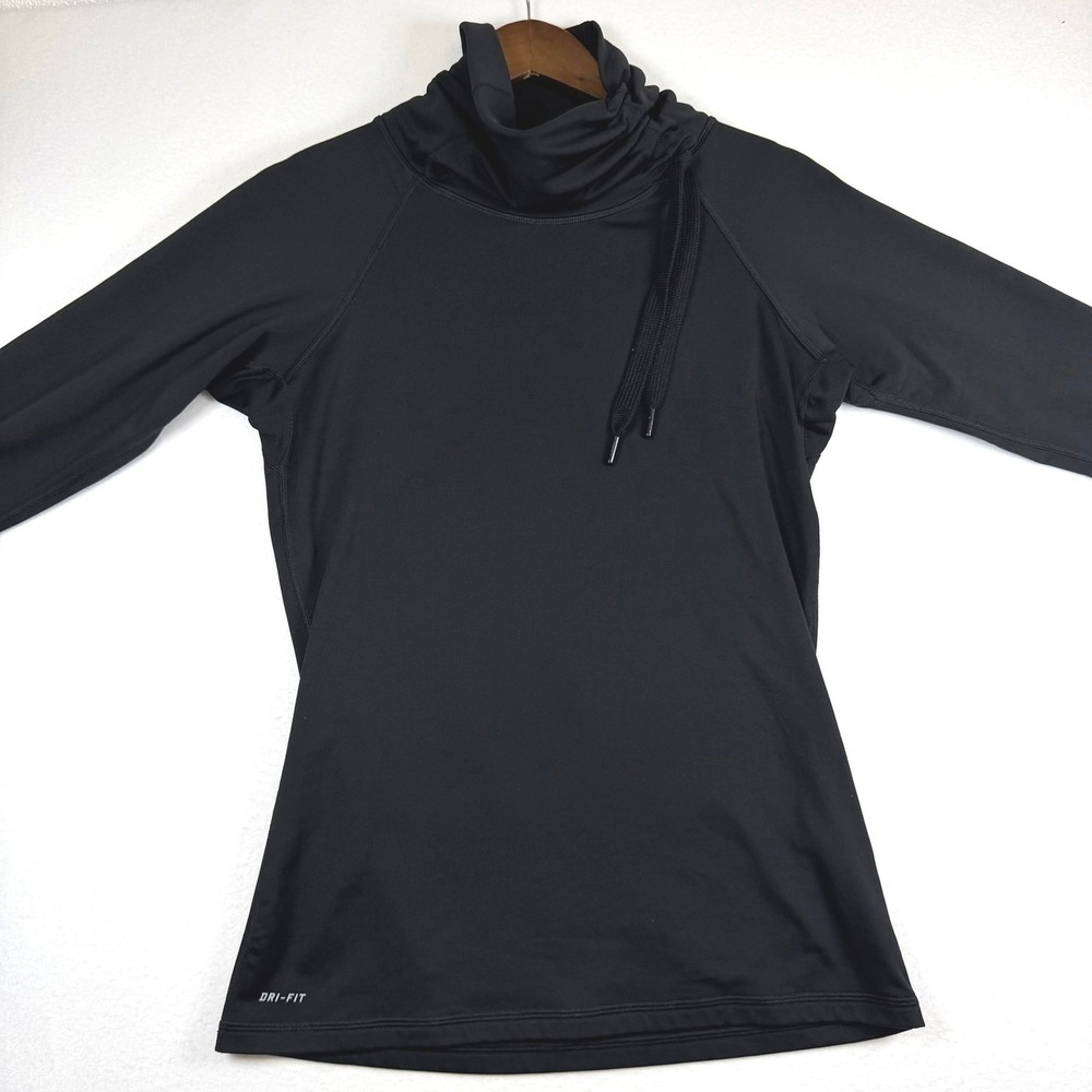 Nike Pro Dri-FIT Womens Black Cowl Neck Long Sleeve Training Top 485381-010 L - Picture 2 of 12